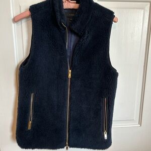 J Crew Navy Faux Fur vest